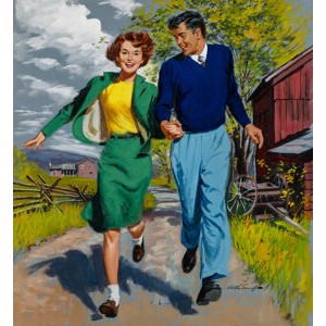 Arthur Saron Sarnoff (American, 1912-2000) A Lovers Lane, circa 1950
