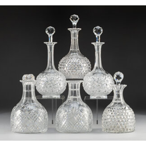 Six Presidential Cut-Glass Decanters, 19th century 9-1/2 x 5 inches (24.1 x 12.7 cm) (tallest)