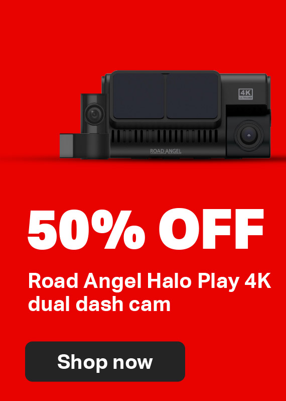 50% off road angel halo play 4k dual dash cam