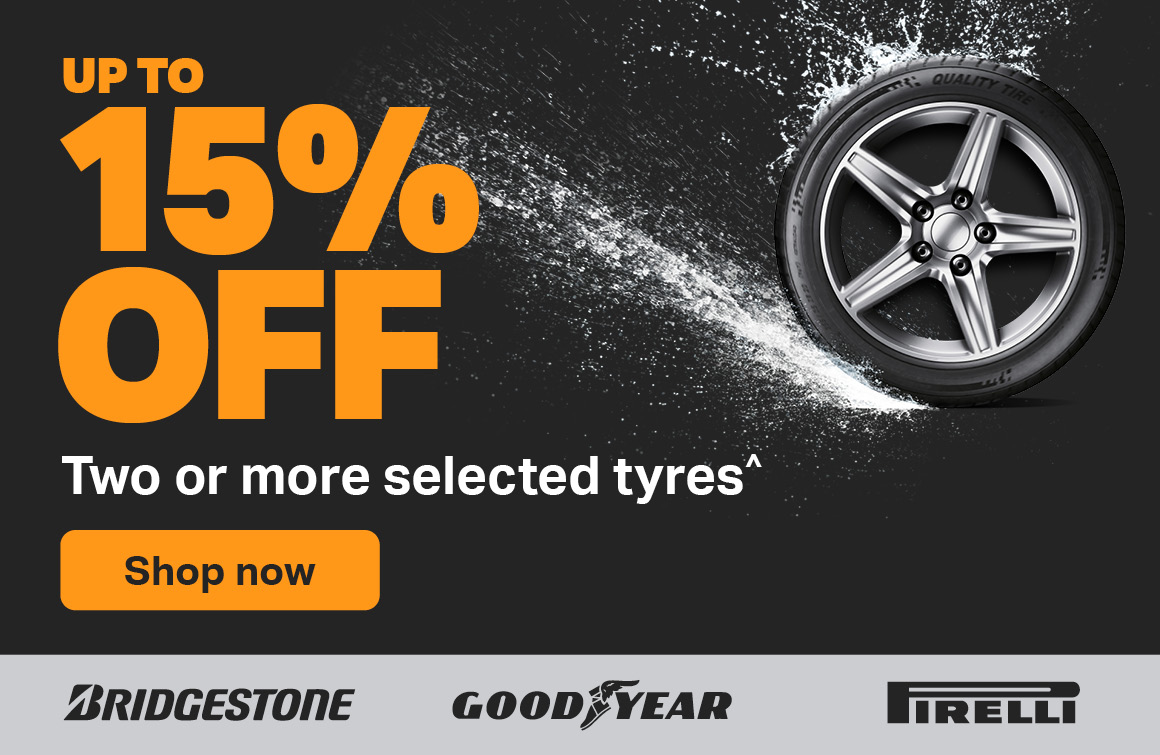 UP TO 15% OFF TWO OR MORE TYRES^