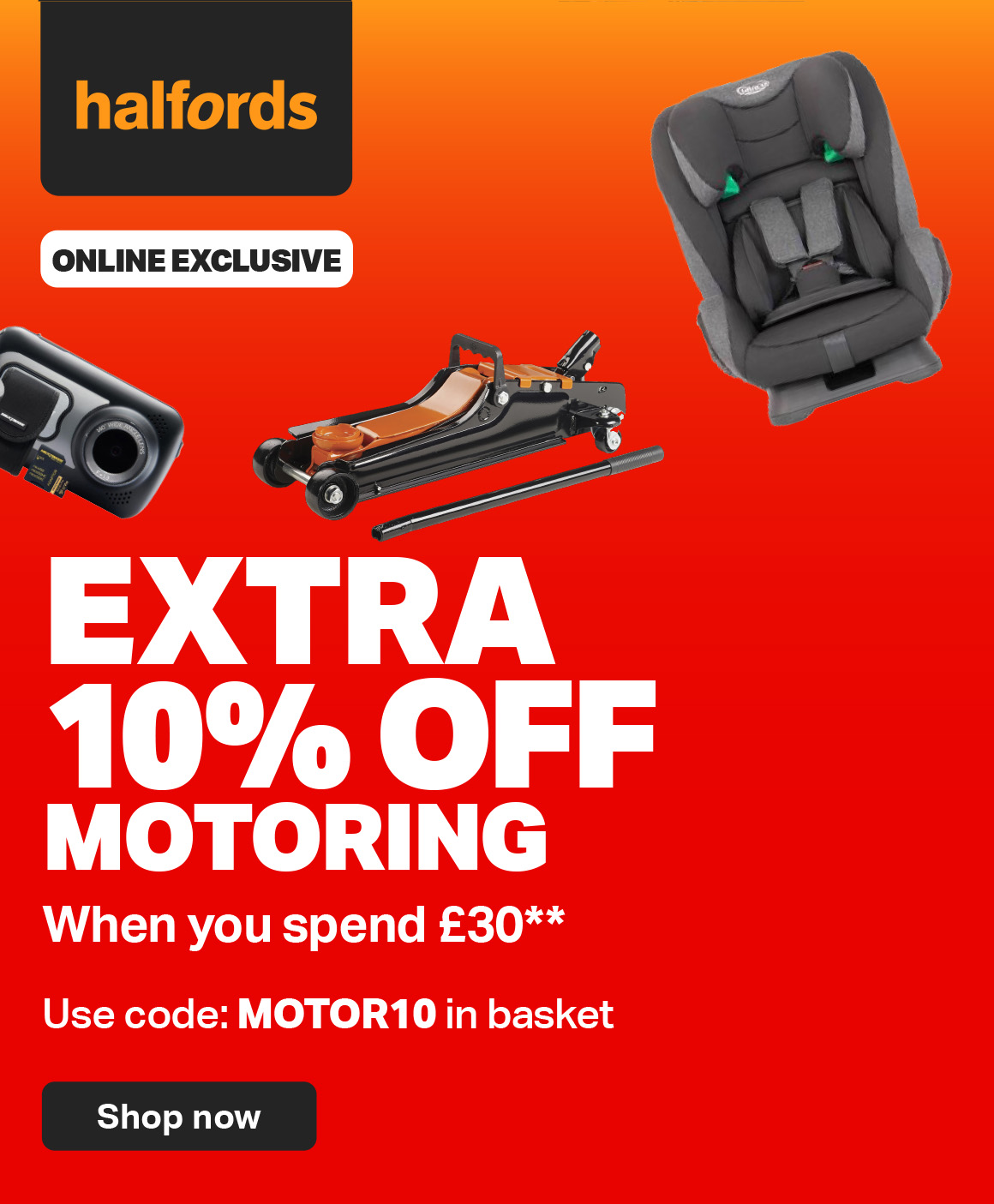 10% off motoring when you spend £30**