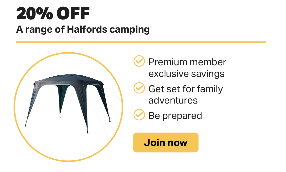 20% OFF A RANGE OF HALFORDS CAMPING