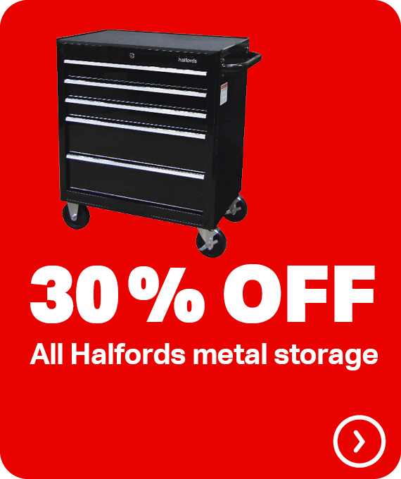 30% ALL HALFORDS METAL STORAGE