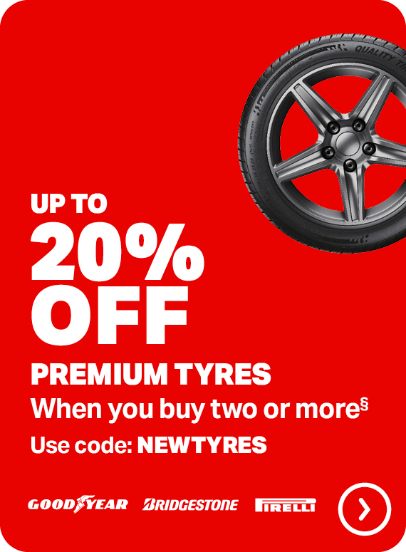 UP TO 20% OFF PREMIUM TYRES WHEN YOU BUY TWO OR MORE§ - USE CODE: NEW TYRES