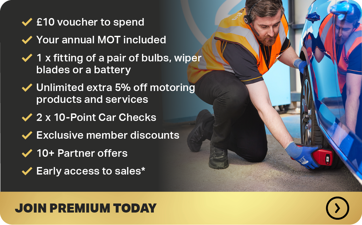 £10 VOUCHER TO SPEND, ANNUAL MOT INCLUDED, 1 X FITTING OF A PAIR OF BULBS, WIPER BLADES OR A BATTERY, PLUS MORE