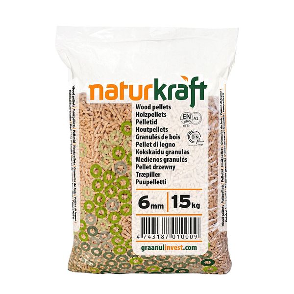 Puupelletti 6 mm, 15 kg