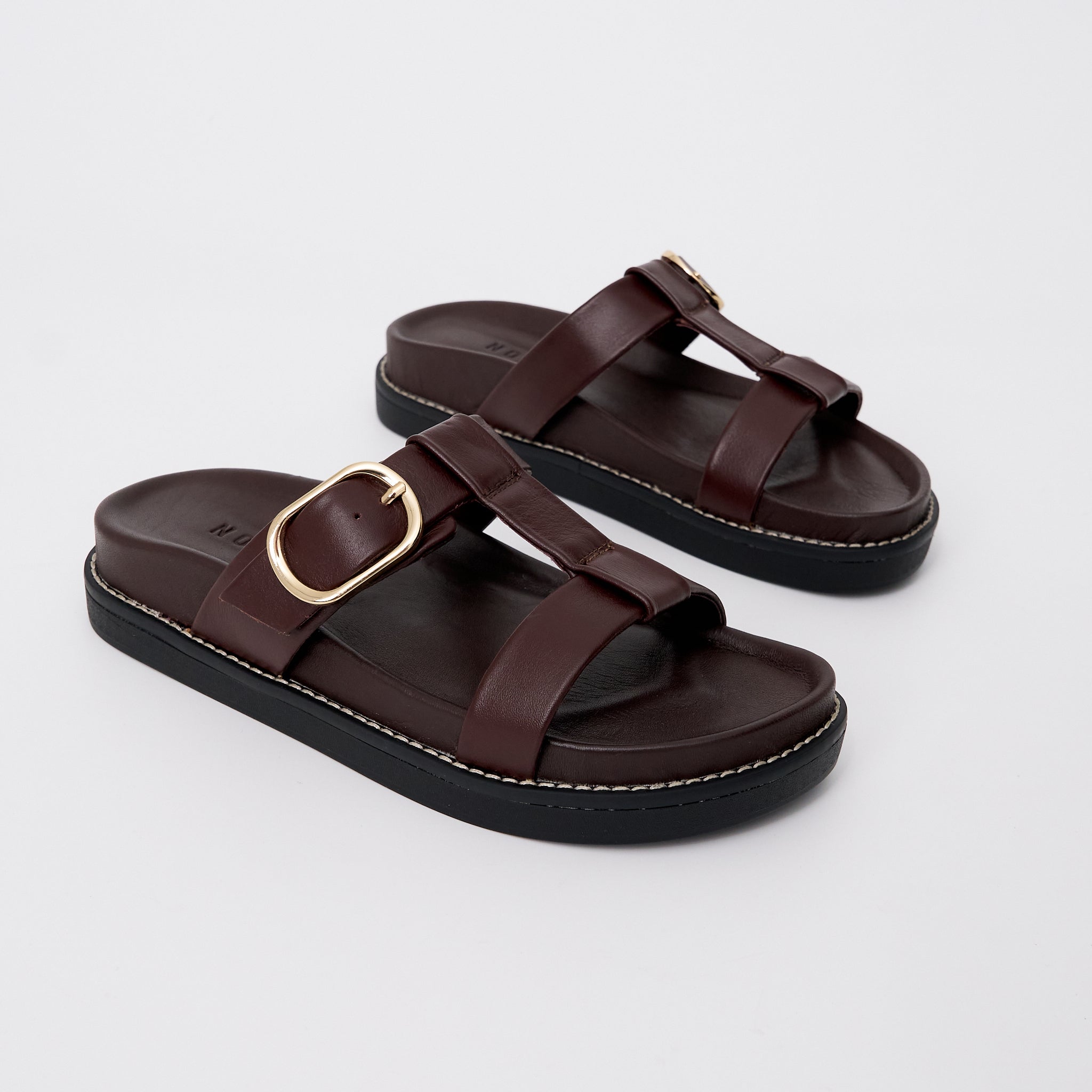 Noir Birdie Women's Leather Slides