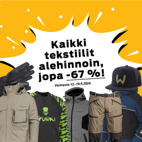 Kaikki tekstiilit alehinnoin, jopa -67 %!