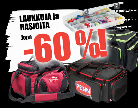 Laukkuja ja rasioita jopa -60 %