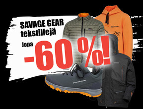 Savage Gear tekstiileitä jopa -60 %