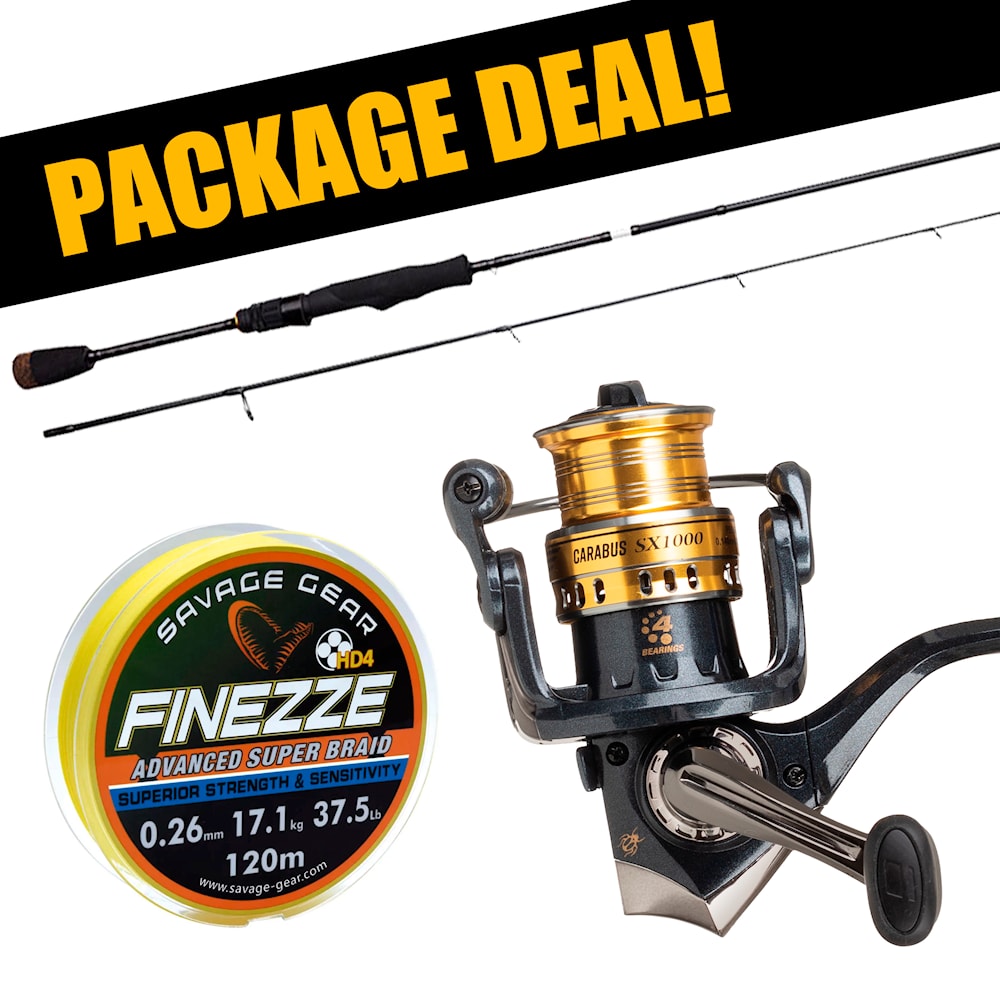 Savage Gear SG2 Micro + Abu Garcia Carabus avokelasetti kuitusiimalla
