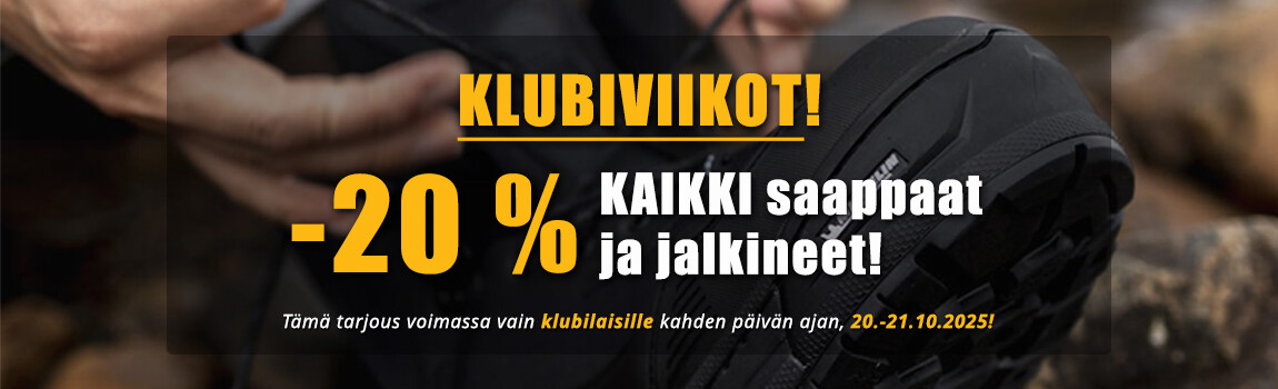 �� KLUBIVIIKOT:  Saappaat ja jalkineet -20 % ��