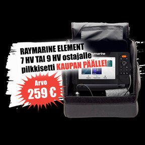 Raymarine Element 7HV tai 9HV ostajalle 295 € pilkkisetti kaupan päälle