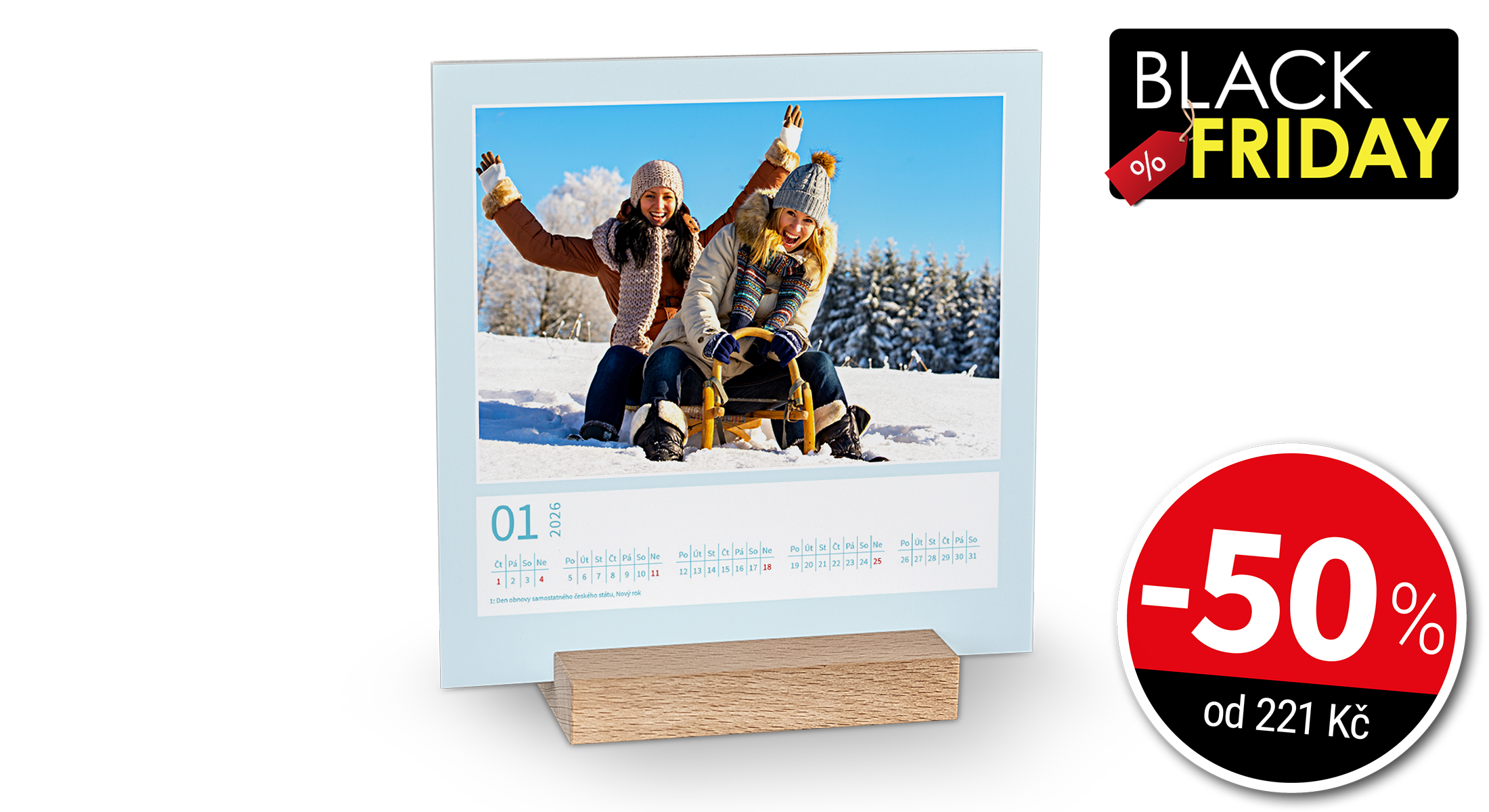 -50 % Stolní kalendář v dřevěném stojánku