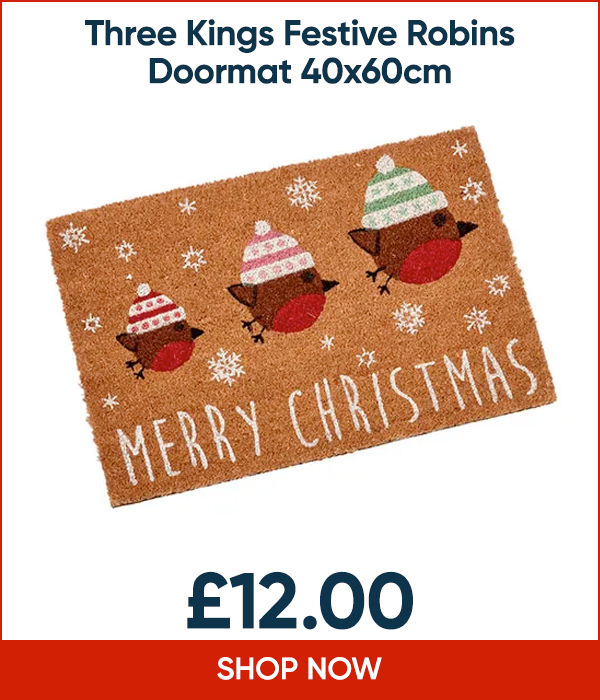 Three Kings Festive Robins Doormat 40x60cm