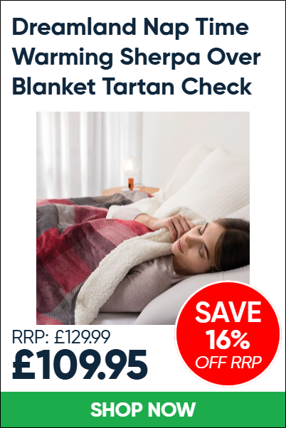 Dreamland Nap Time Warming Sherpa Over Blanket Tartan Check