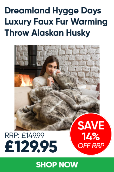 Dreamland Hygge Days Luxury Faux Fur Warming Throw Alaskan Husky