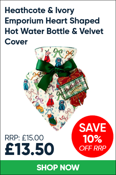 Heathcote & Ivory Emporium Heart Shaped Hot Water Bottle & Velvet Cover
