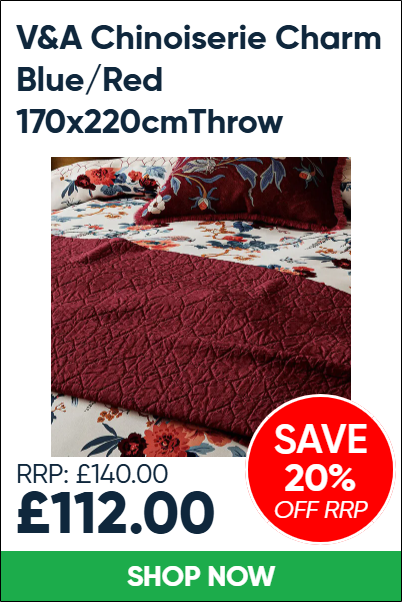 V&A Chinoiserie Charm Blue/Red 170x220cmThrow