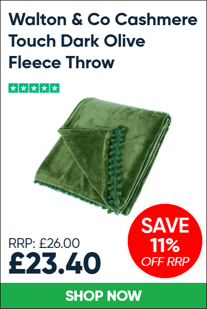 Walton & Co Cashmere Touch Dark Olive Fleece Throw