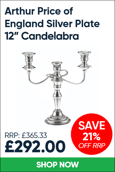 Arthur Price of England Silver Plate 12" Candelabra