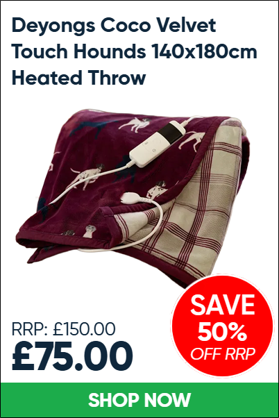 Deyongs Coco Velvet Touch Hounds 140x180cm Heated Throw
