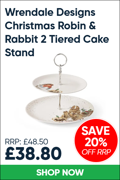 Wrendale Designs Christmas Robin & Rabbit 2 Tiered Cake Stand