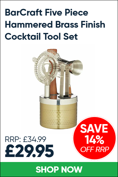 BarCraft Five Piece Hammered Brass Finish Cocktail Tool Set