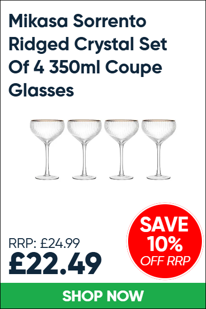 Mikasa Sorrento Ridged Crystal Set Of 4 350ml Coupe Glasses