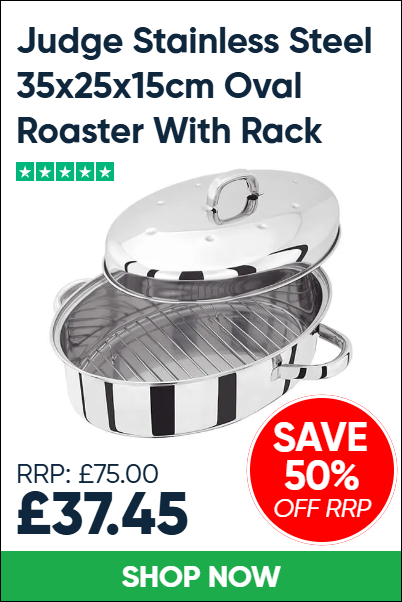 Judge Stainless Steel 35x25x15cm Oval Roaster With Rack