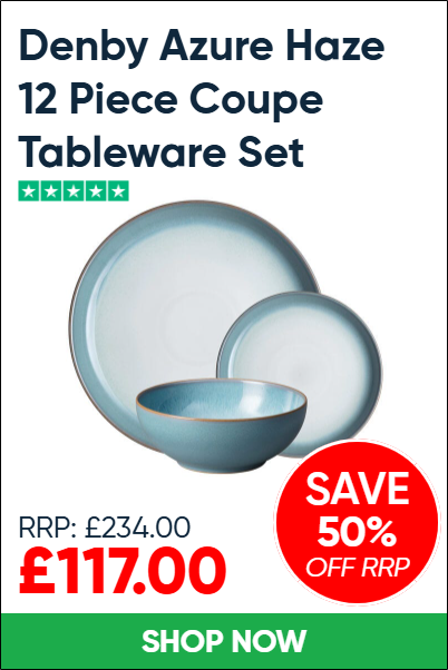 Denby Azure Haze 12 Piece Coupe Tableware Set