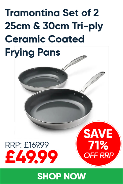 Tramontina Set of 2 25cm & 30cm Tri-ply Ceramic Coated Frying Pans