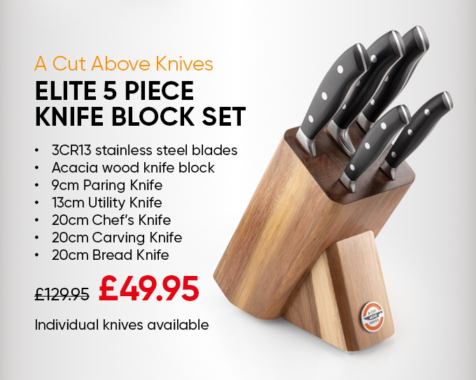 A Cut Above Knives Elite 5 Piece Knife Block Set