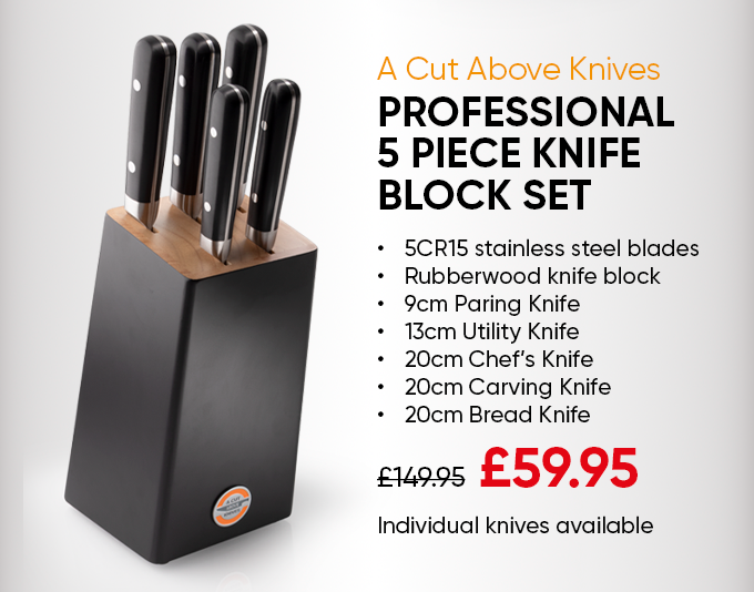 A Cut Above Knives Professional 5 Piece Knife Block Set