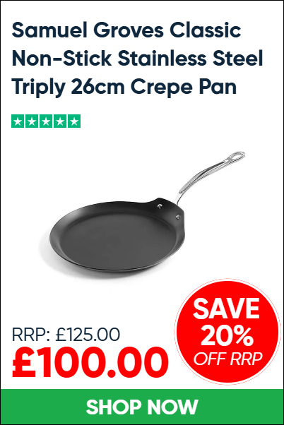 Samuel Groves Classic Non-Stick Stainless Steel Triply 26cm Crepe Pan