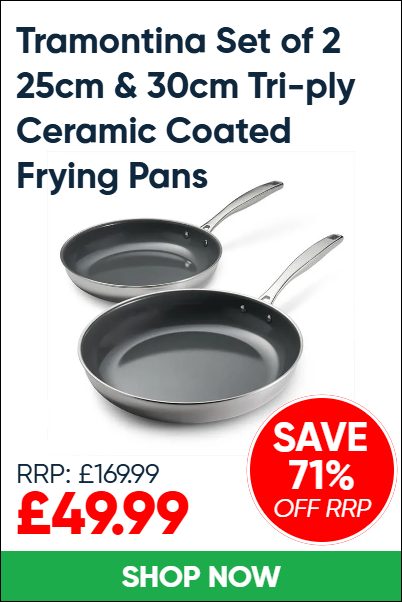 Tramontina Set of 2 25cm & 30cm Tri-ply Ceramic Coated Frying Pans