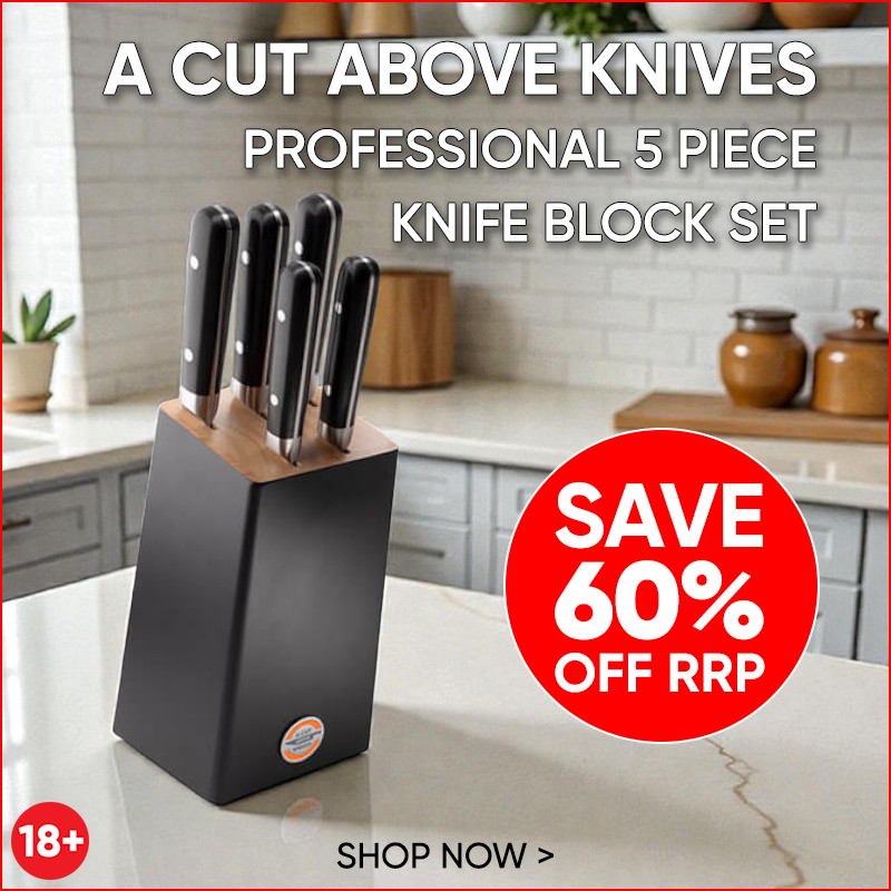 A Cut Above Knives Professional 5 Piece Knife Block Set