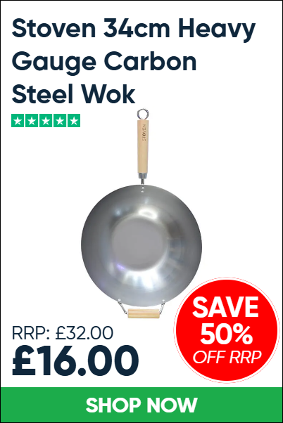Stoven 34cm Heavy Gauge Carbon Steel Wok