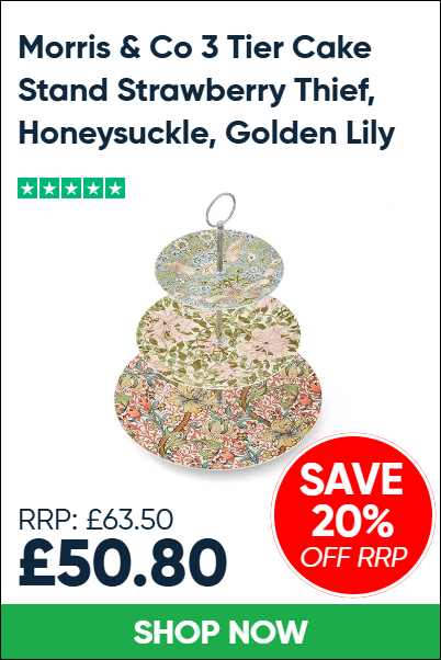 Morris & Co 3 Tier Cake Stand Strawberry Thief, Honeysuckle, Golden Lily