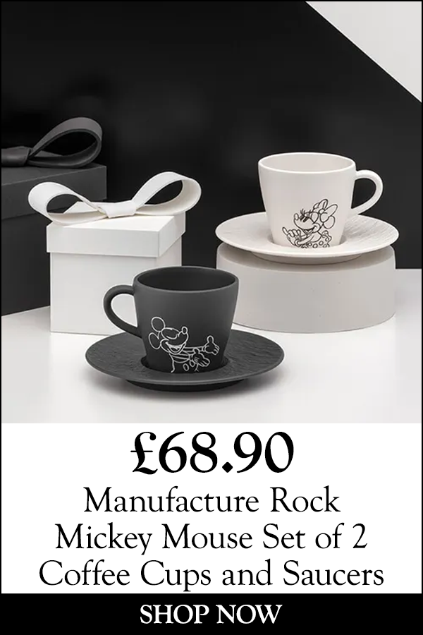 Villeroy & Boch Manufacture Rock Mickey Mouse Set of 2 Coffee Cups and Saucers