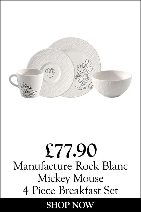 Villeroy & Boch Manufacture Rock Blanc Mickey Mouse 4 Piece Breakfast Set