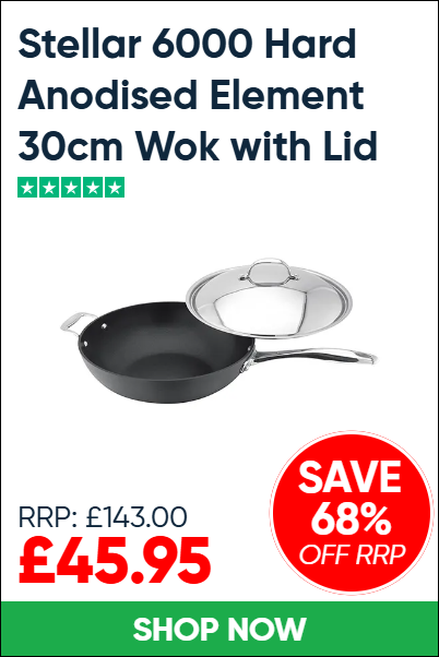 Stellar 6000 Hard Anodised Element 30cm Wok with Lid