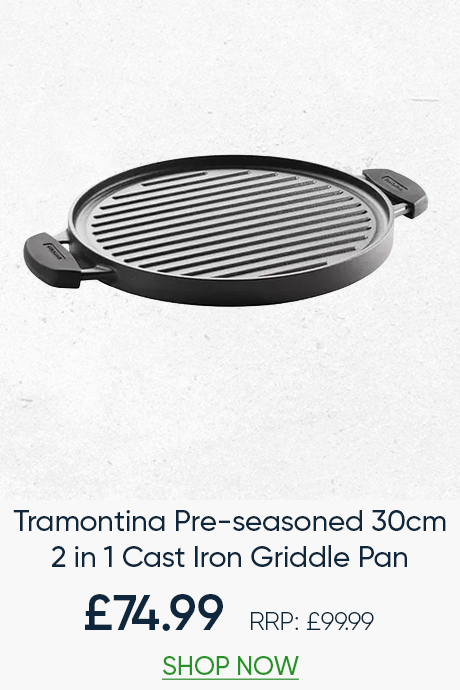 Tramontina Pre-seasoned 30cm 2 in 1 Cast Iron Griddle Pan