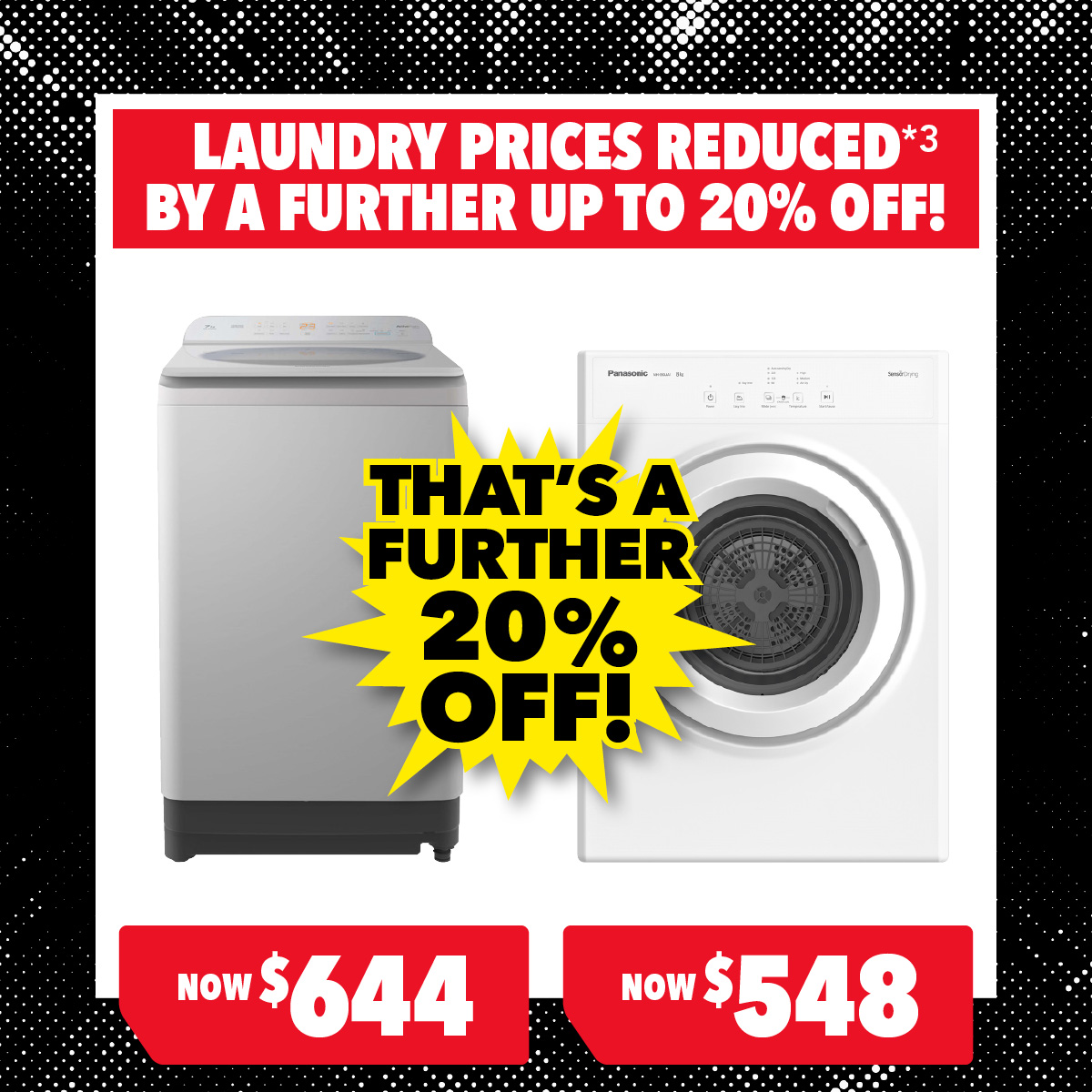 Panasonic 7kg Top Load Washer & 8kg Vented Dryer