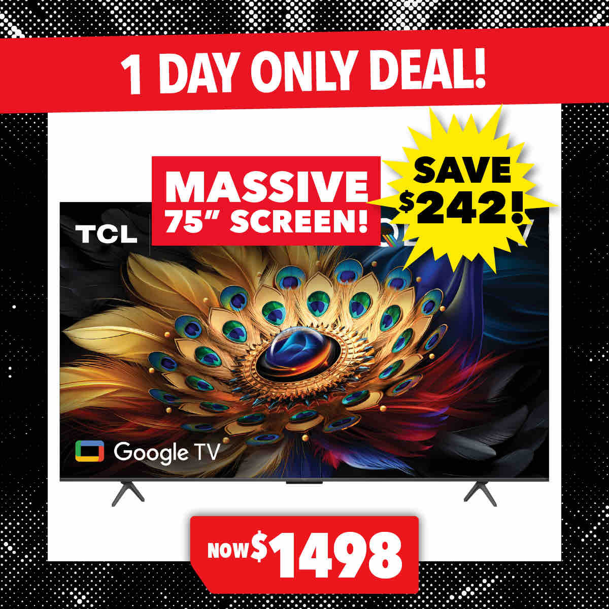 TCL 75" Smart 4K QLED TV with Google TV OS