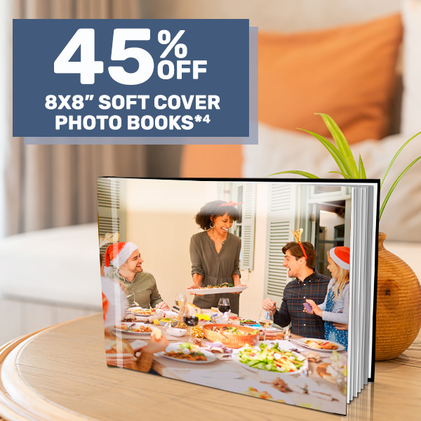 45% off 8x8" Soft Cover Photo Books*⁴