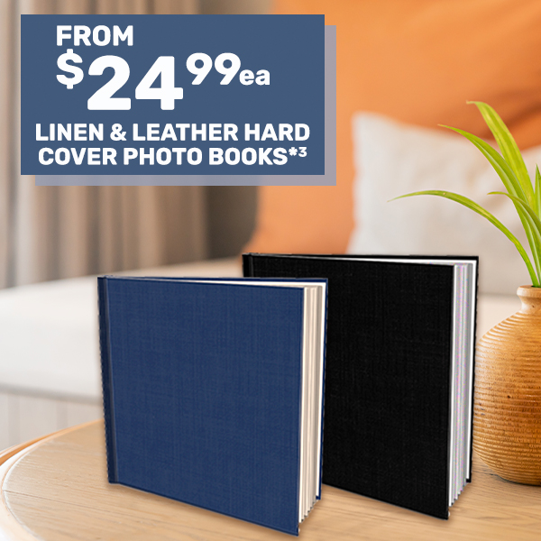 Linen & Leather Hard Cover Photo Books from $24.99ea*³