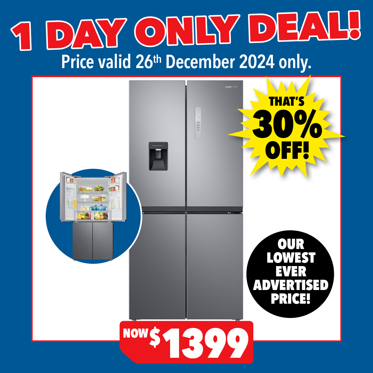 Samsung 488L Quad Door Fridge Freezer