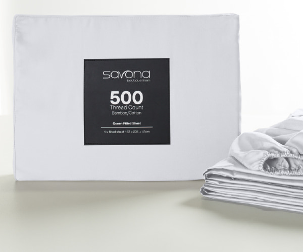 500TC Bamboo Cotton Blend Fitted Sheet by Savona