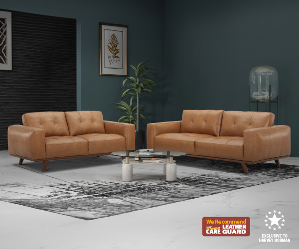 'Coco' 2 Piece Leather Lounge Suite